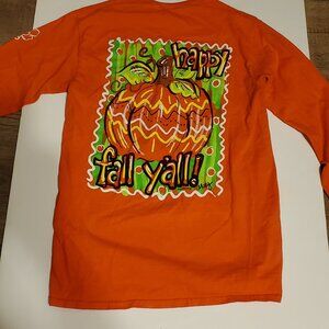 It's A Girl Thing Fall Long Sleeve Orange T-Shirt with "Happy Fall Y'all" Size S